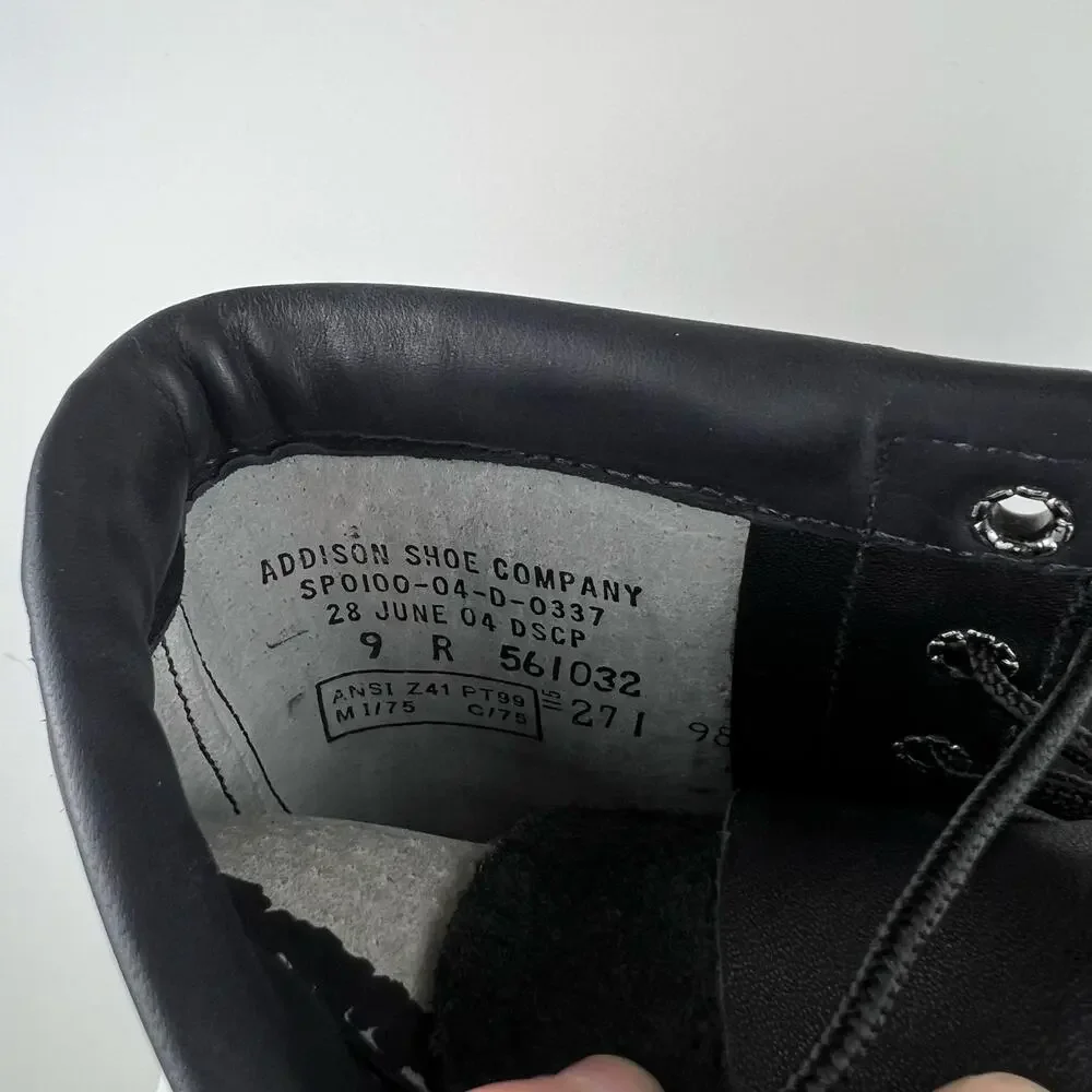 Men's Addison Black Leather Steel Toe Lace Up High Top Military Work Boots (9)